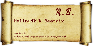 Malinyák Beatrix névjegykártya